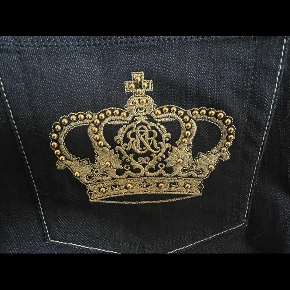 NWT Rock & Republic Victoria Beckham Gold Crown Straightleg Jeans Sz 29 (owner) - Picture 6 of 15